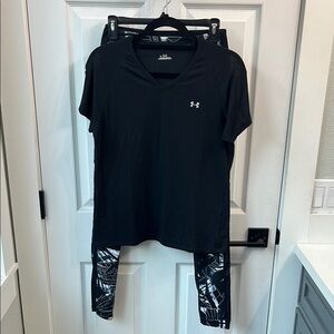 Under Armour Black Tee with Zella Leggings Athletic Set